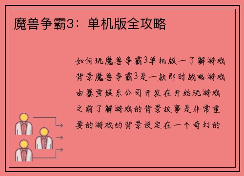 魔兽争霸3：单机版全攻略